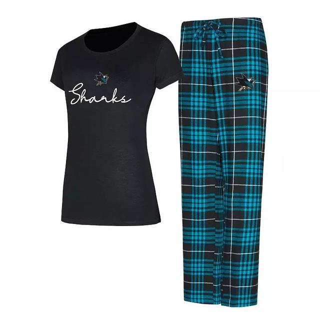 Womens Concepts Sport Black/Teal San Jose Sharks Vector T-Shirt & Pants Sleep Set Product Image