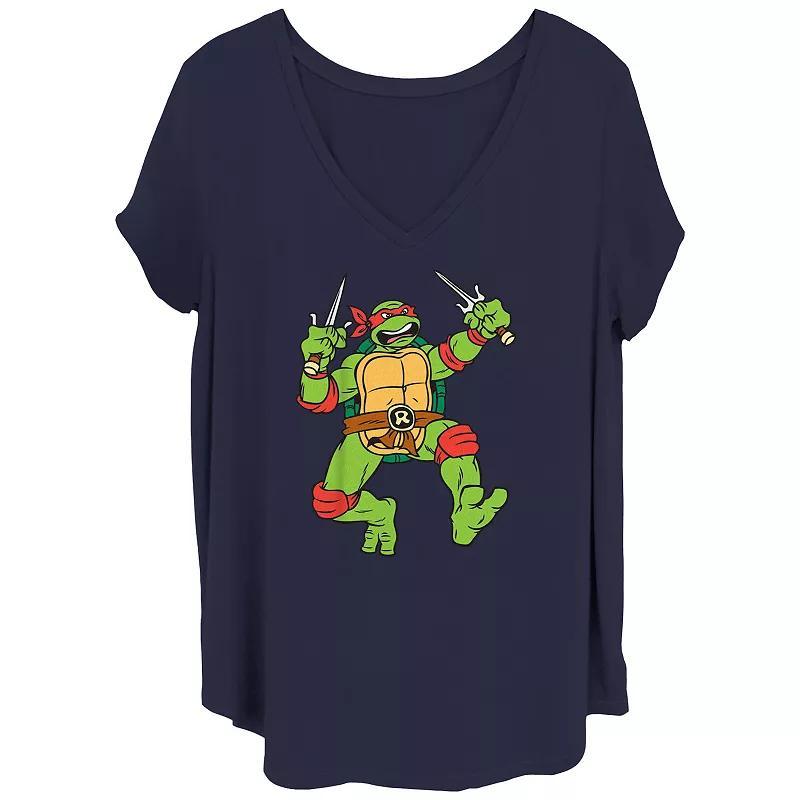 Juniors Plus Size Teenage Mutant Ninja Turtles Action Raphael Graphic Tee, Womens Blue Product Image