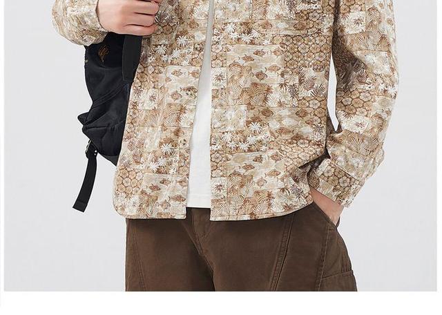 Long-Sleeve Patterned Pocket Detail Shirt Product Image