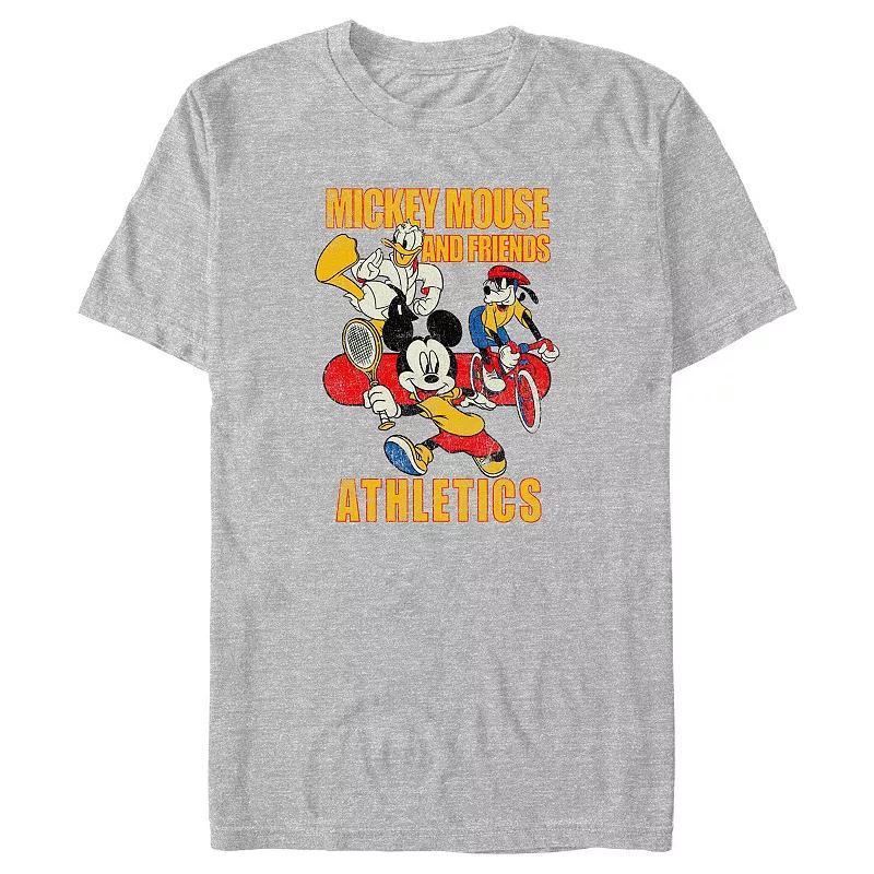 Disneys Mickey Mouse And Friends Athletics Big & Tall Graphic Tee, Mens Athletic Grey Product Image