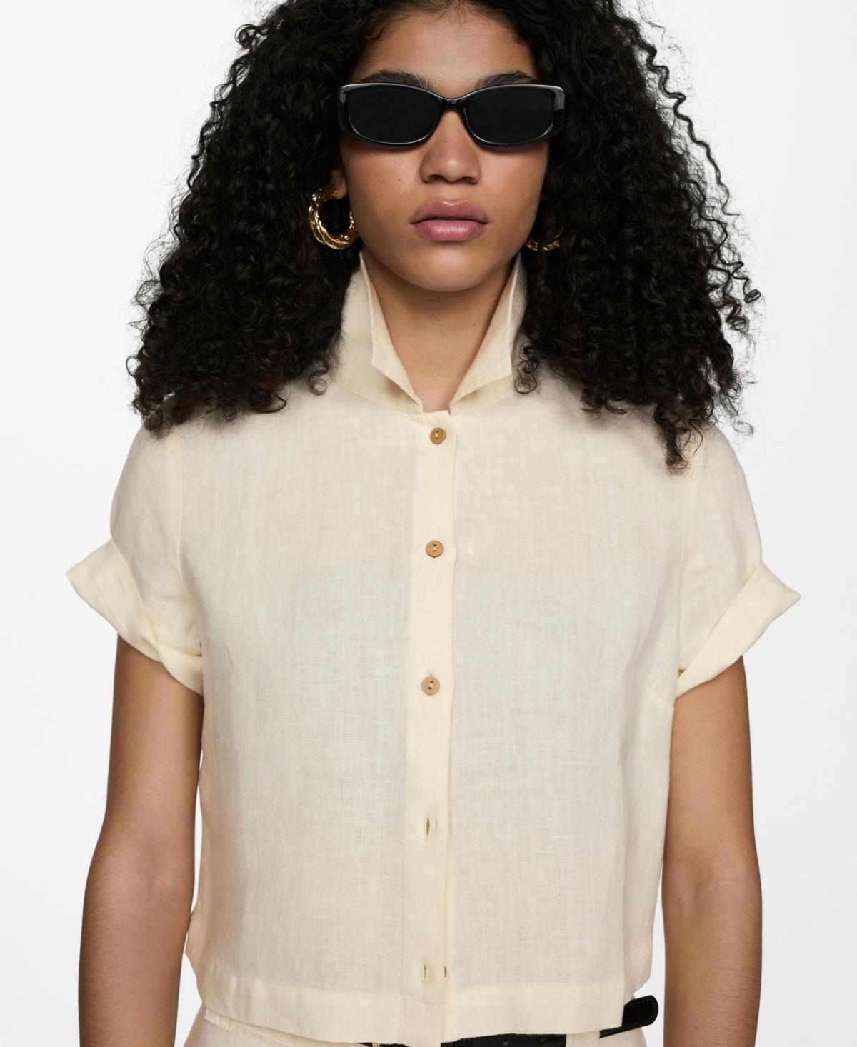 Women's Short Sleeve Linen-Blend Shirt Product Image