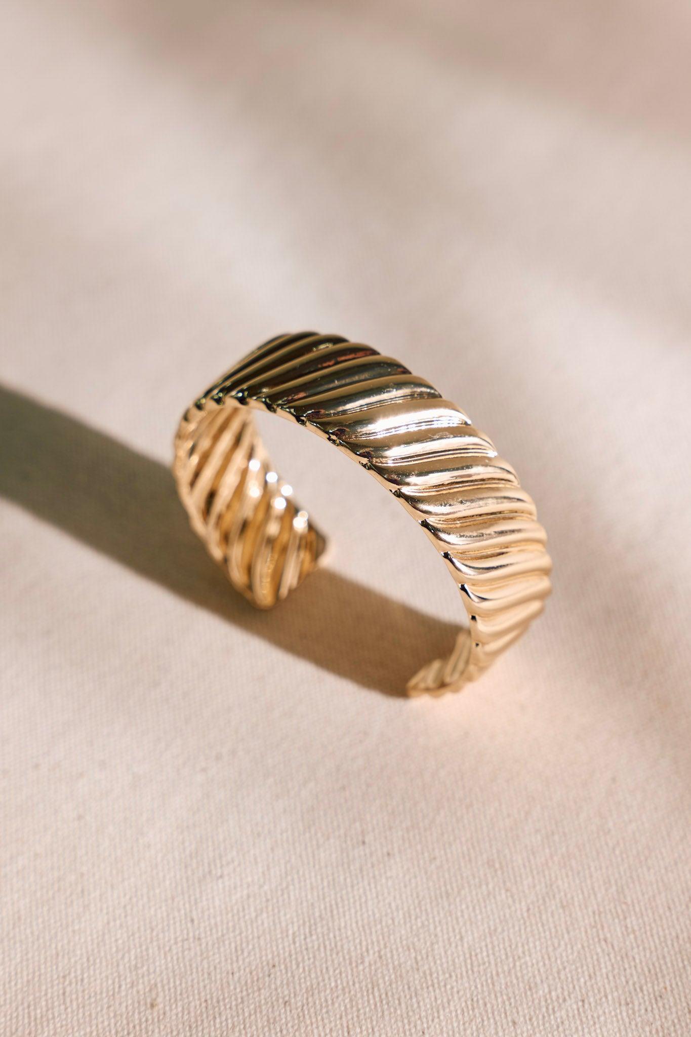 Twist and Shout Gold Textured Cuff Product Image