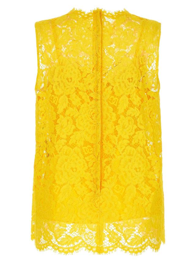 Branded Floral Cordonetto Lace Top In Yellow Product Image