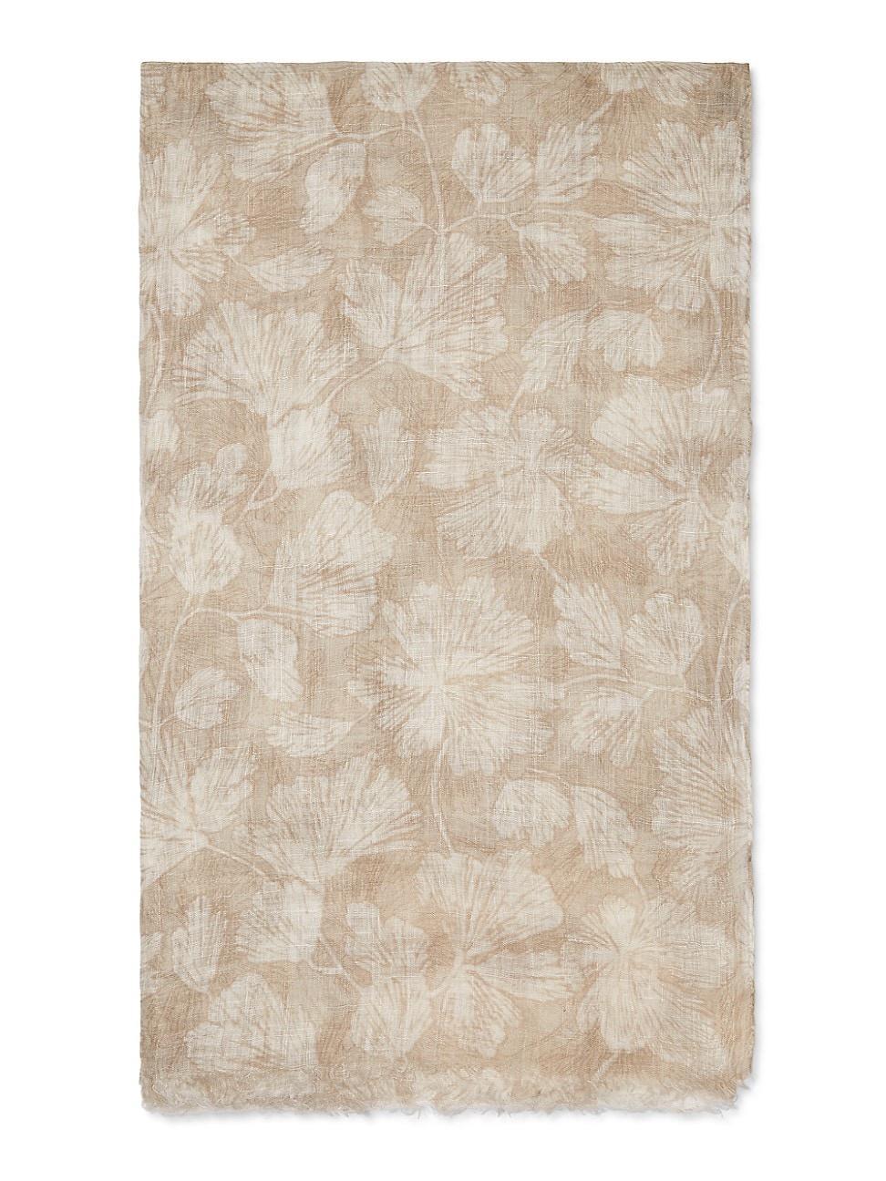 Womens Ginkgo Print Linen Scarf Product Image