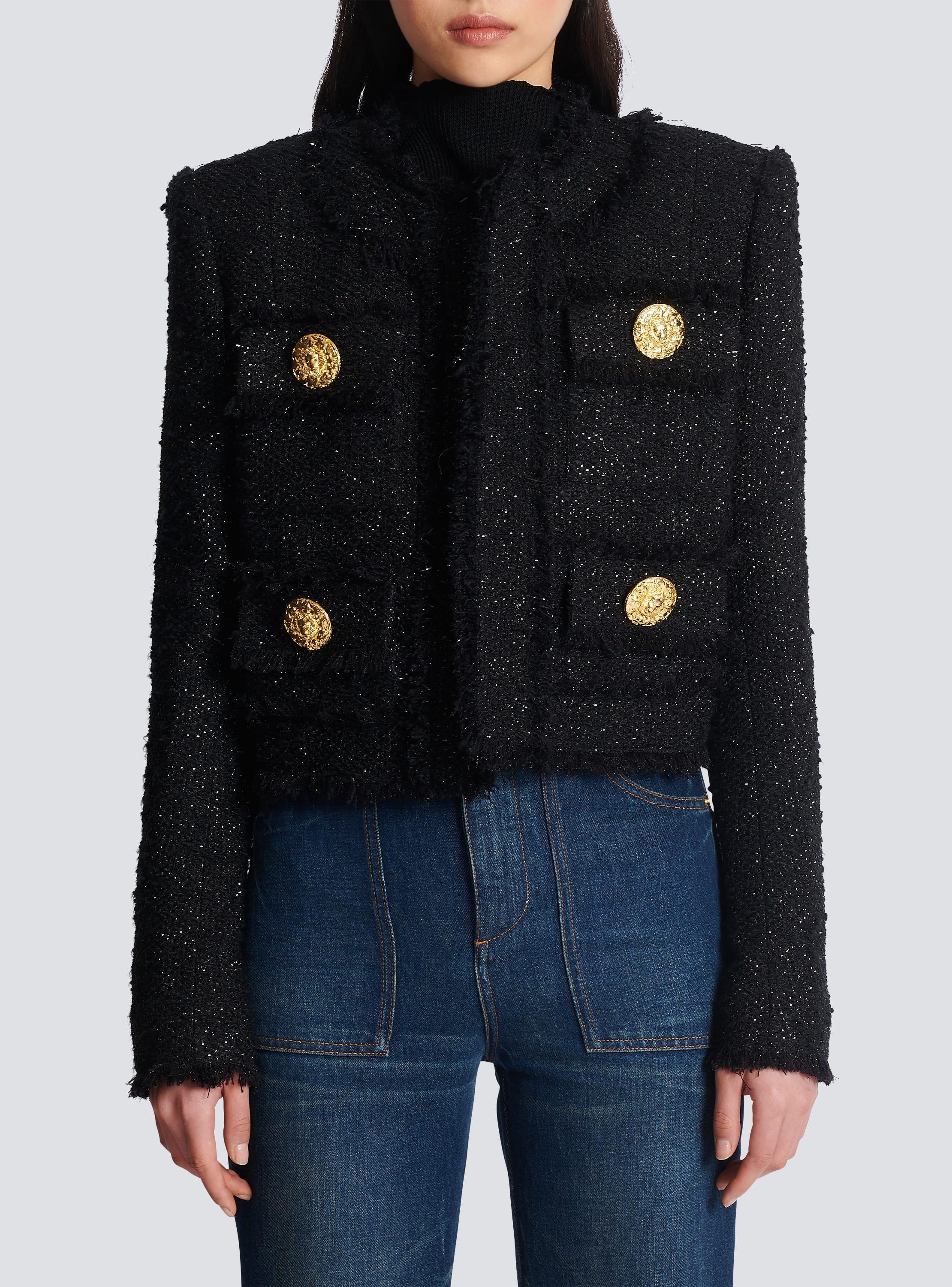 Cropped lurex tweed jacket Product Image