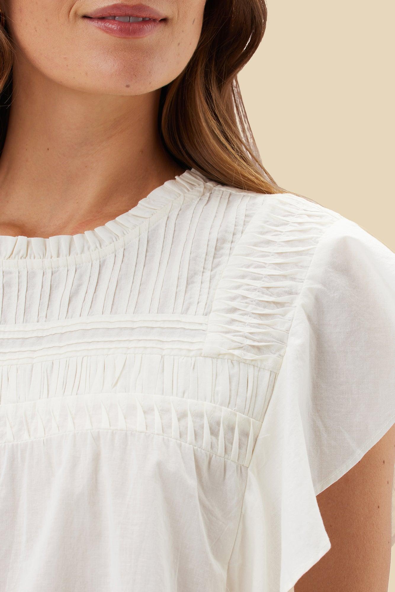 Aida Organic Cotton Blouse - Ivory Product Image