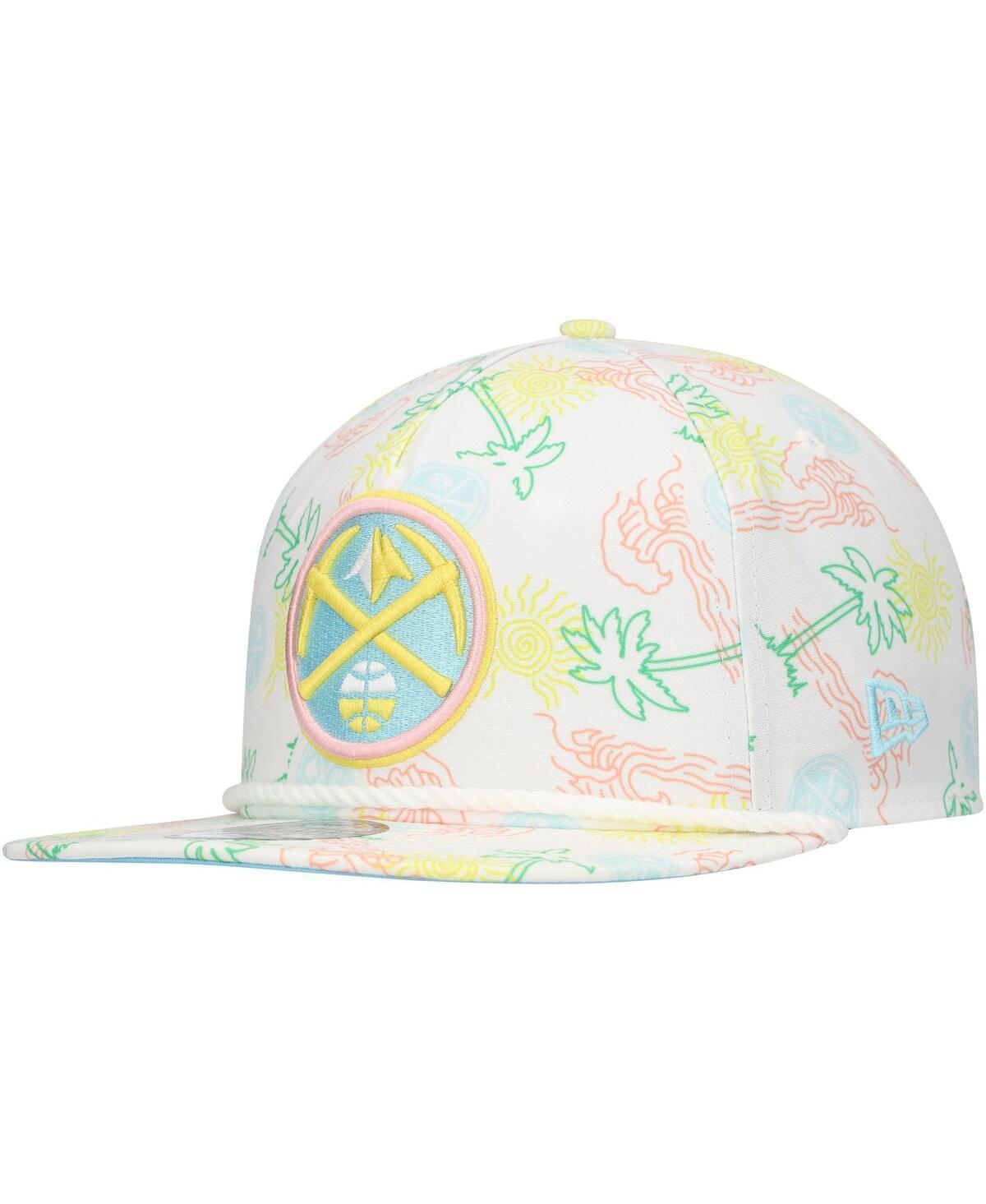 Mens New Era White Denver Nuggets Palm Trees and Waves Golfer Adjustable Hat Product Image