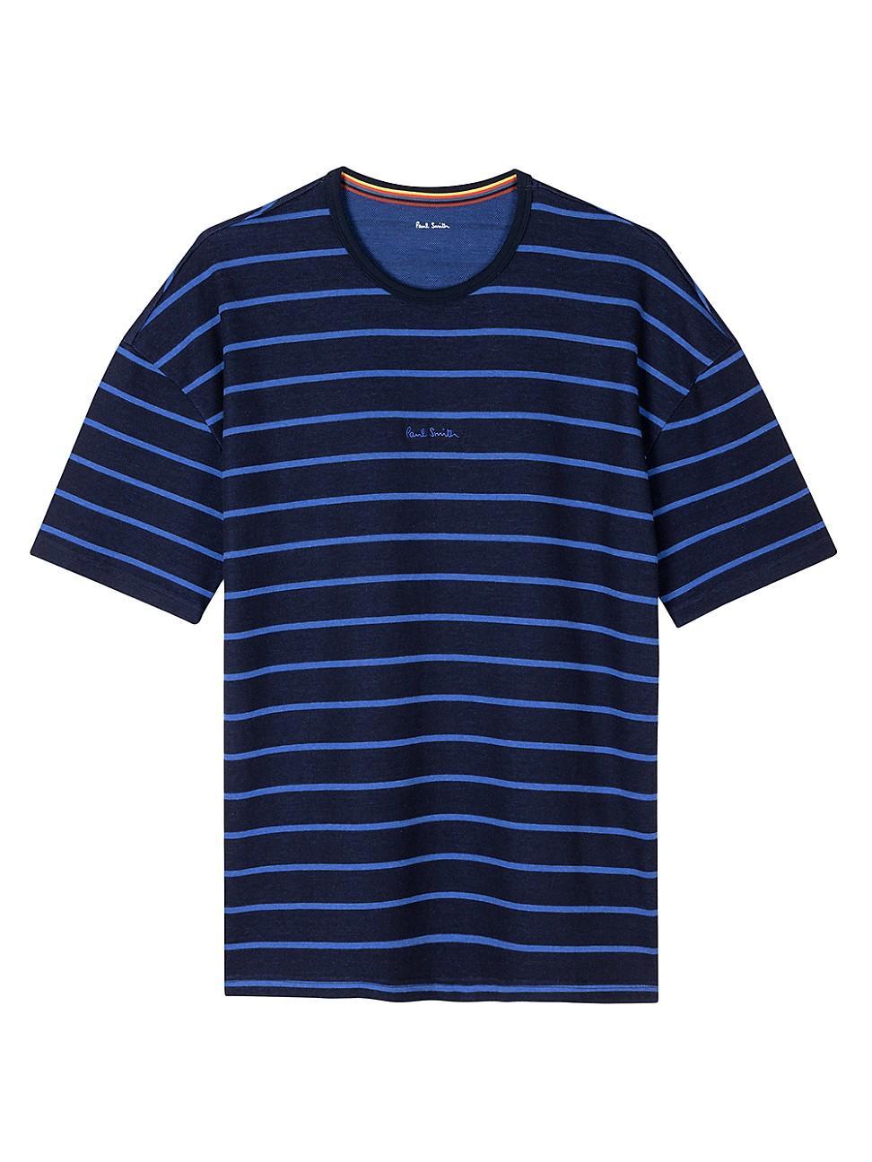 Mens Relax Logo Stripe Crewneck T-Shirt Product Image