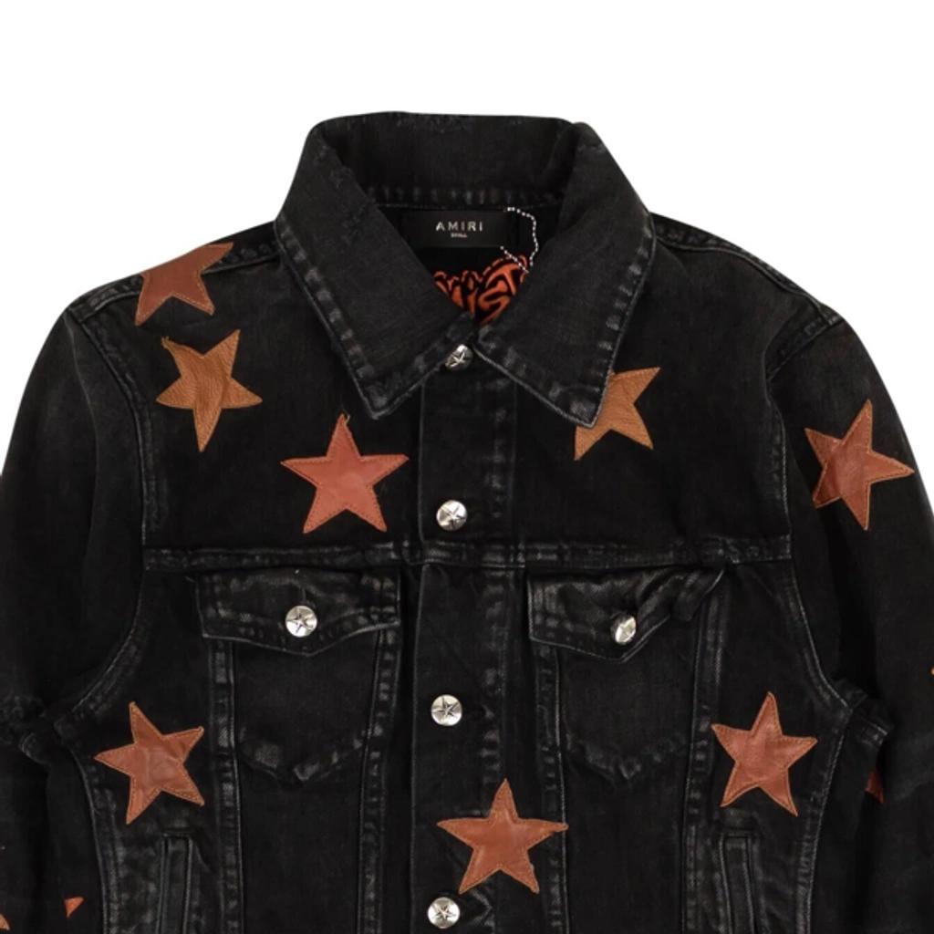 AMIRI Black And Orange Chemist Denim Trucker Jacket Product Image