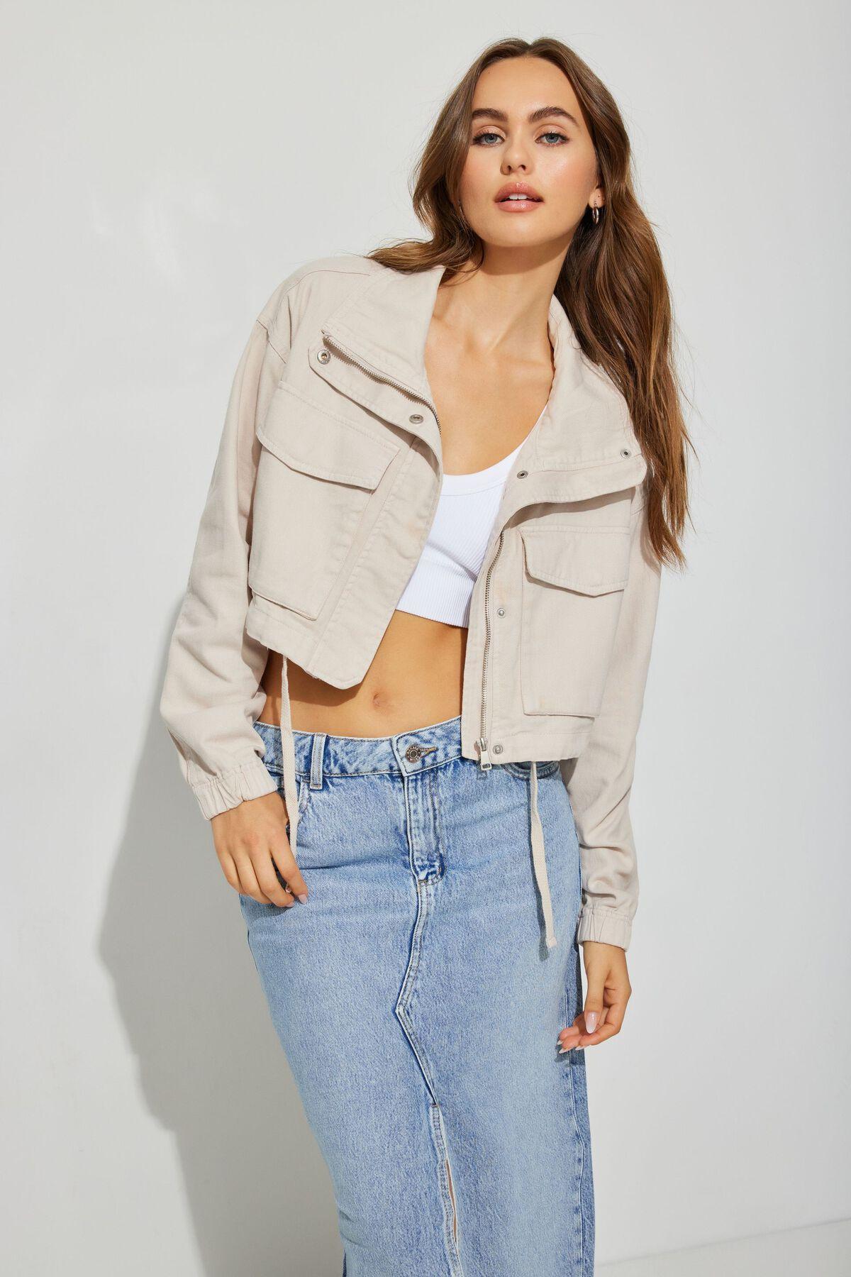 Cropped Utility Denim Jacket Product Image