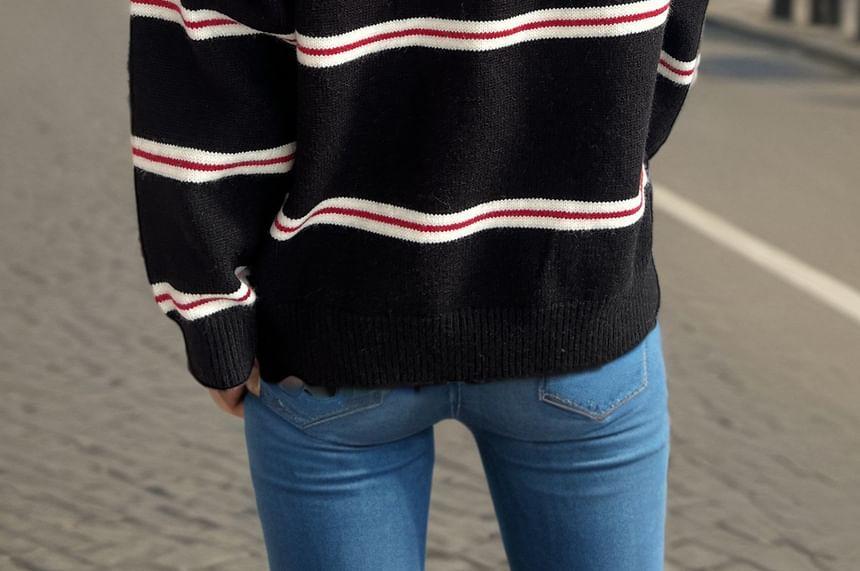 Crew Neck Striped Sweater Product Image