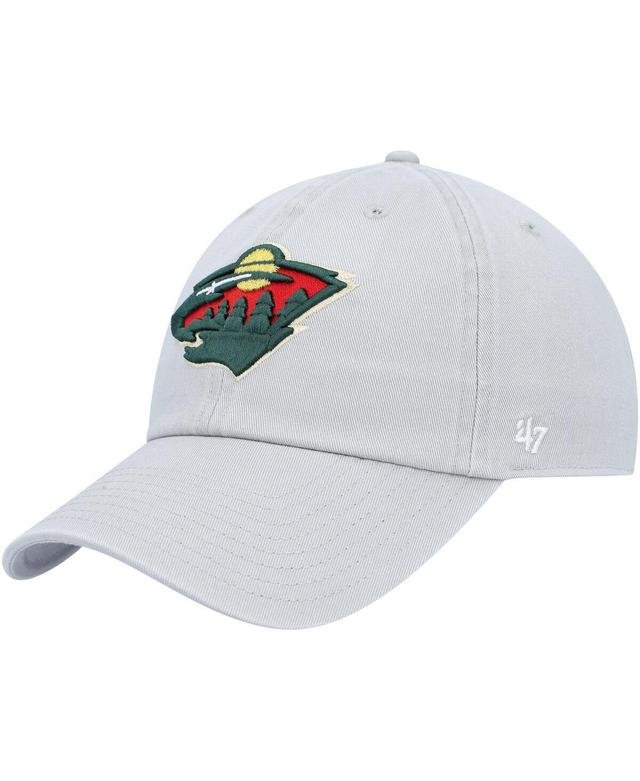 Mens 47 Brand Gray Minnesota Wild Clean Up Adjustable Hat Product Image