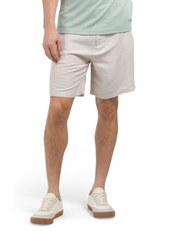 Linen And Viscose Blend Flat Front Shorts for Men Product Image