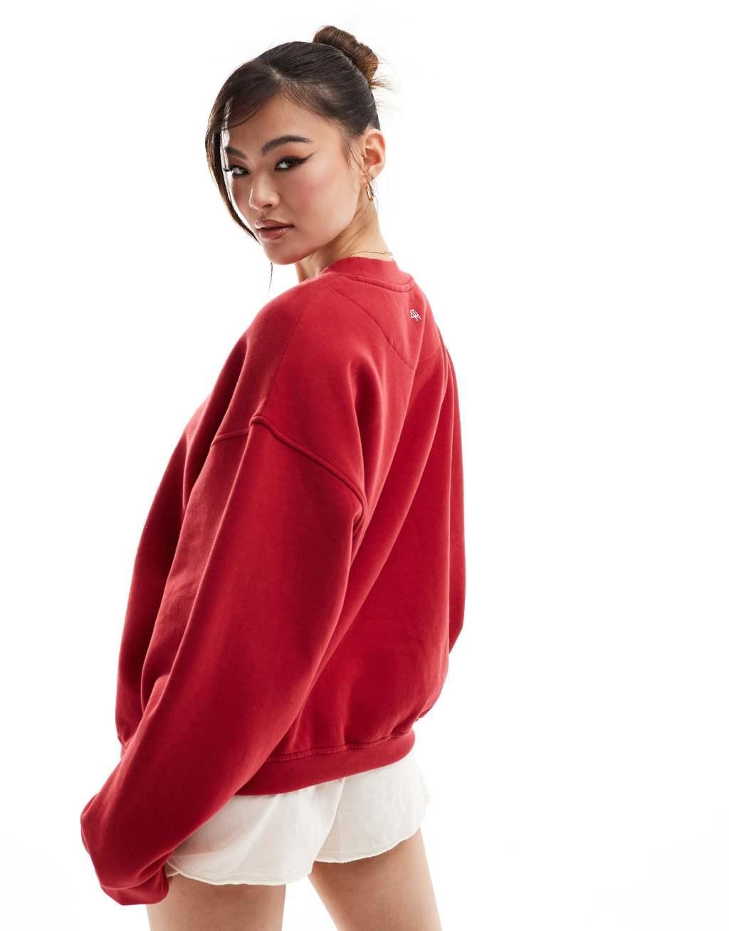 4th & Reckless Avenue lounge sweatshirt in cherry red Product Image