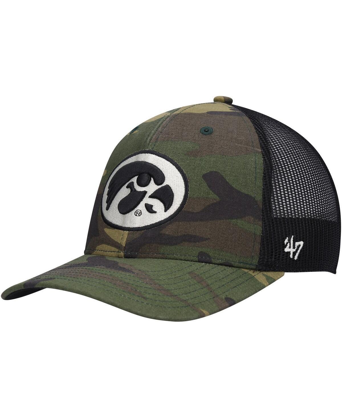 Mens 47 Camo/Black Iowa Hawkeyes Team Logo Trucker Snapback Hat Product Image