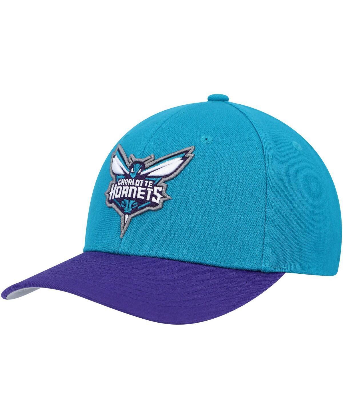 Mens Mitchell & Ness Teal/Purple Charlotte Hornets MVP Team Two-Tone 2.0 Stretch-Snapback Hat Product Image