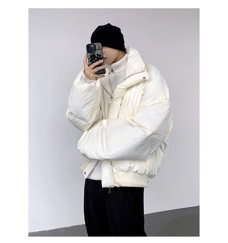 Stand Collar Plain Oversized Puffer Jacket Product Image