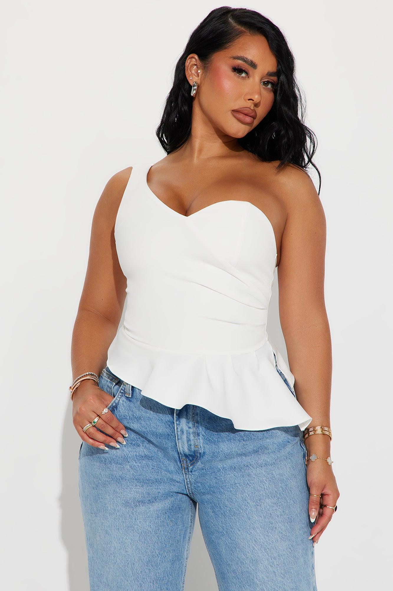 Brunch Date Peplum Blouse Top - Ivory Product Image