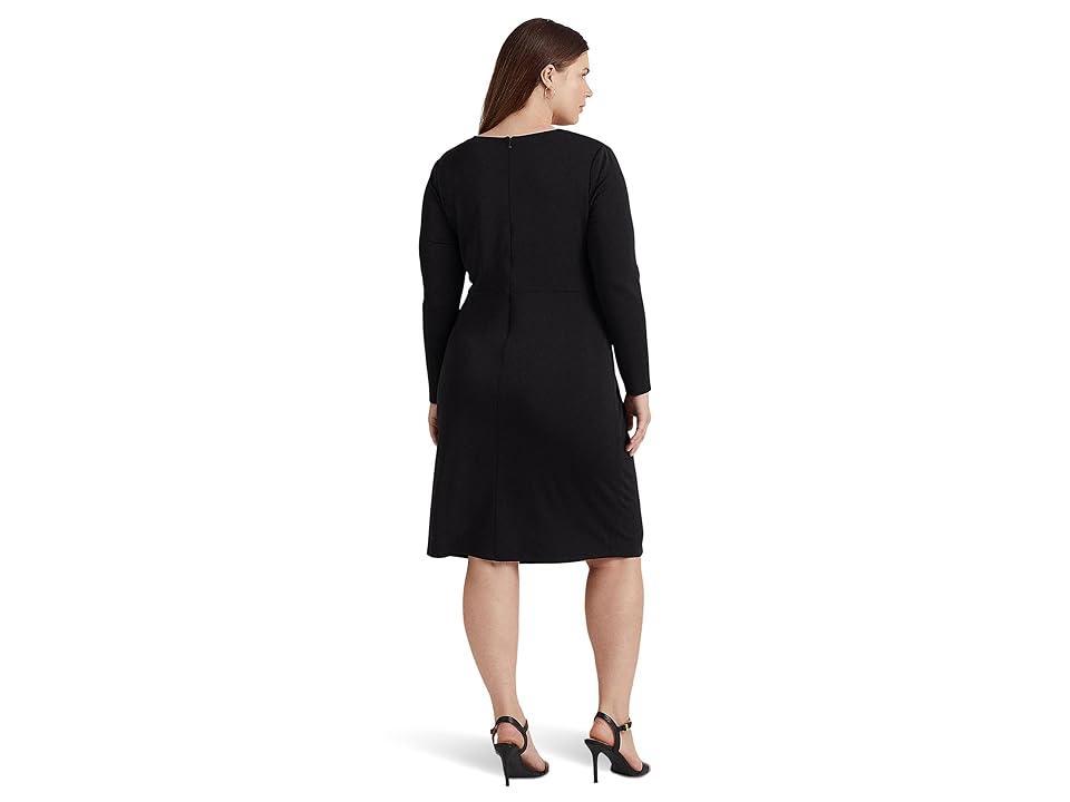 LAUREN Ralph Lauren Plus Size Stretch Jersey Long Sleeve Dress Women's Clothing Product Image