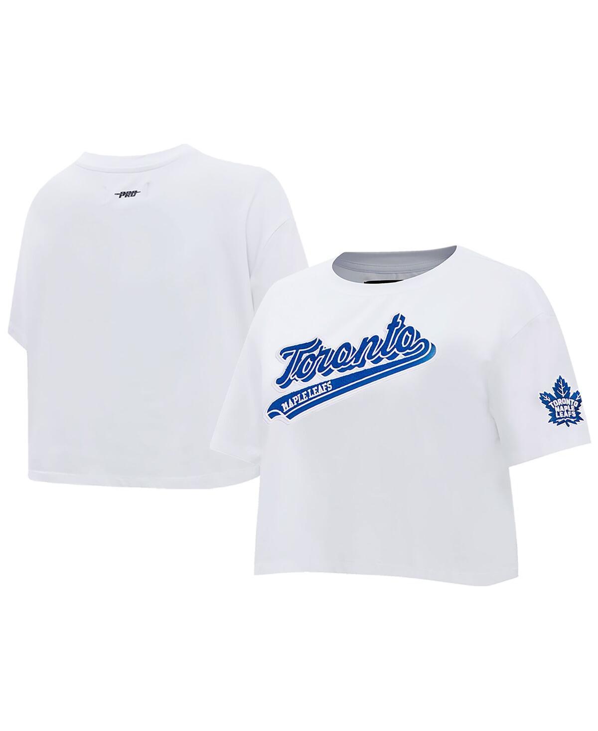 Womens Pro Standard White Toronto Maple Leafs Boxy Script Tail Cropped T-shirt Product Image