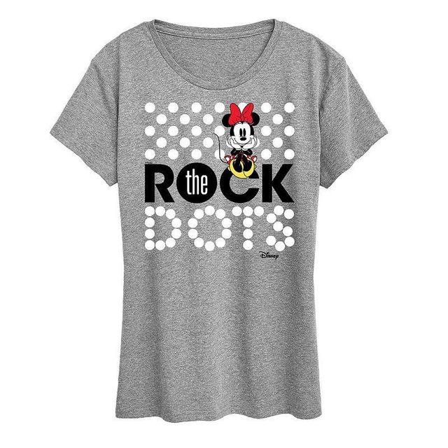 Disneys Minnie Mouse Rock The Dots Graphic Tee, Womens Grey Gray Product Image