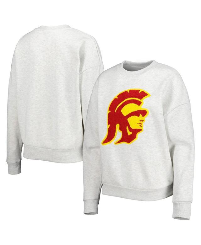 Womens Gameday Couture Heather Gray Usc Trojans Chenille Patch Fleece Pullover Sweatshirt Product Image