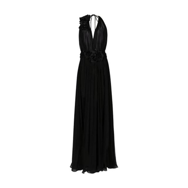 DOLCE & GABBANA Long Chiffon Dress With Boning In Black Product Image