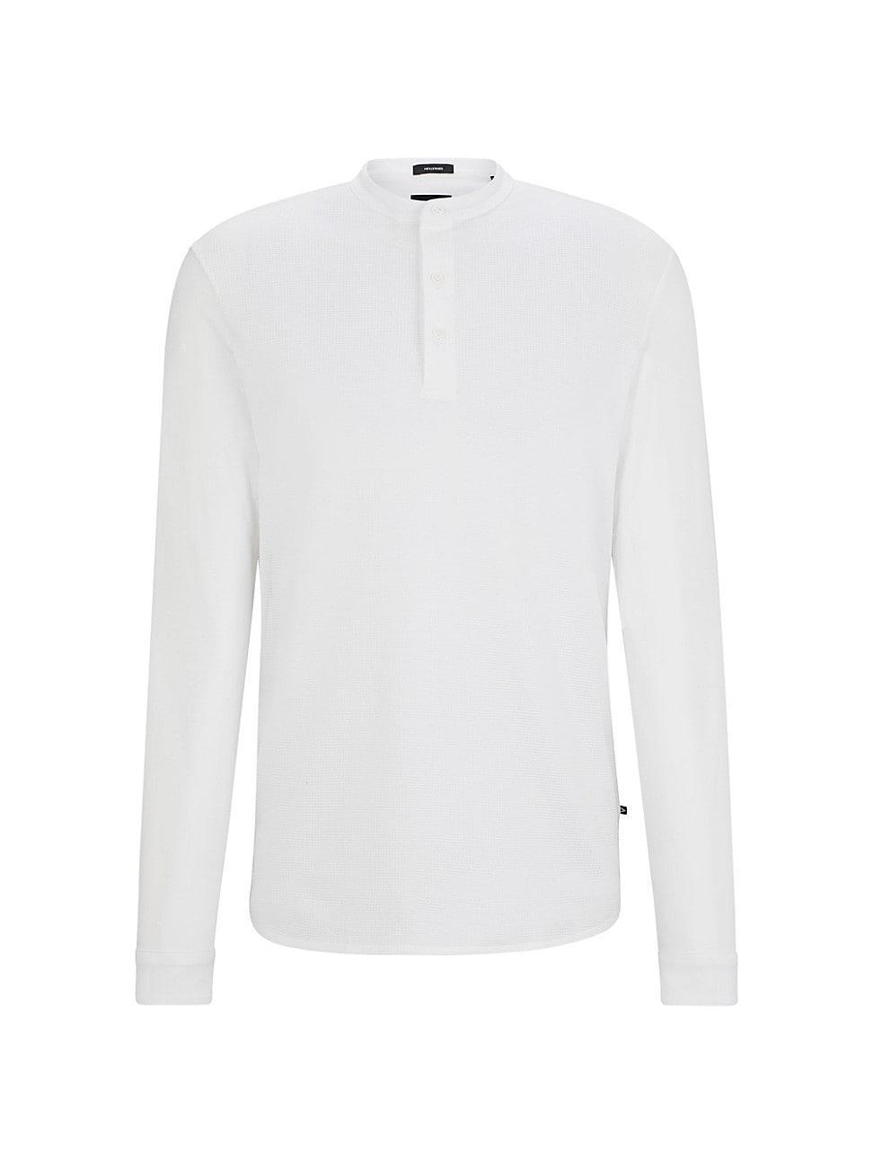 Mens Stretch-Cotton Polo Shirt with Henley Neckline Product Image