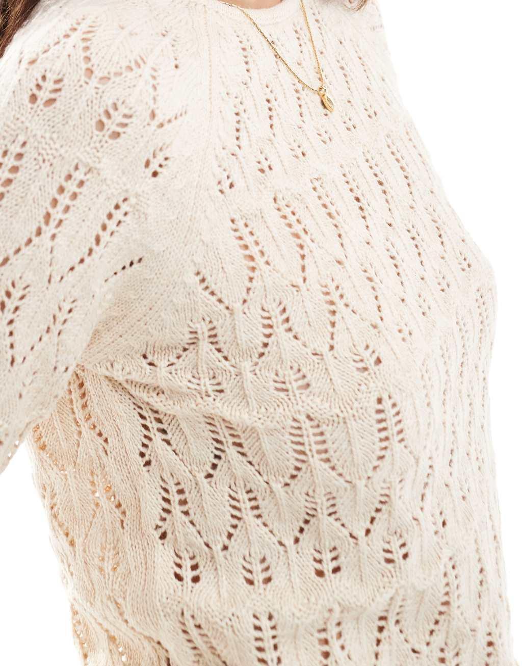 Vero Moda crochet top in cream Product Image