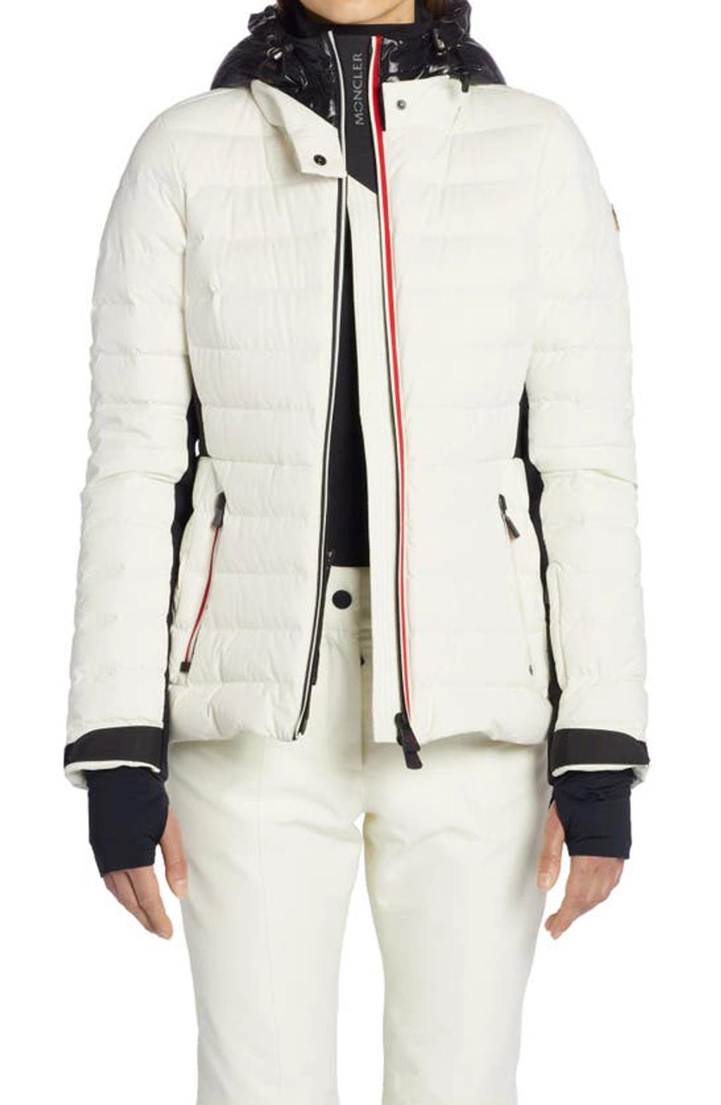 MONCLER Bruche Belted Two-tone Quilted Down Ski Jacket In White Product Image