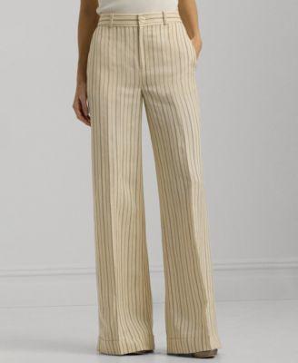 Women's Pinstriped Wide-Leg Pants Product Image