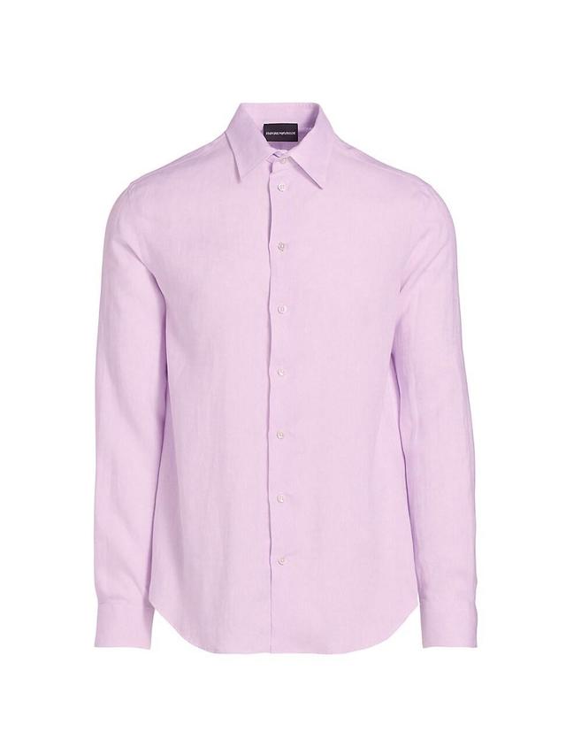 Mens Linen Long-Sleeve Button-Up Shirt Product Image