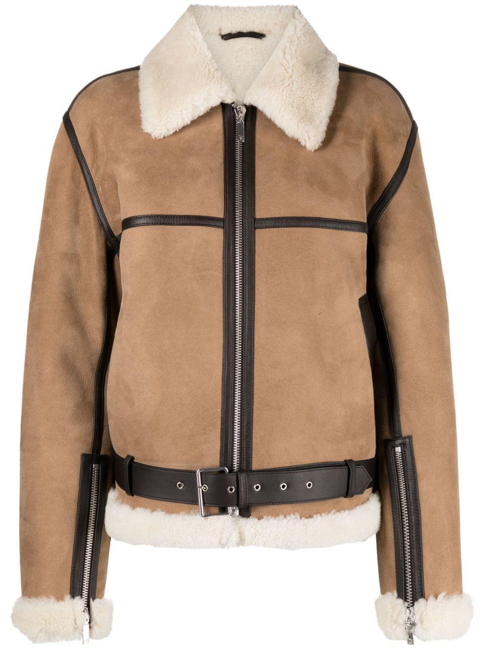 TOTÊME Shearling Aviator Jacket In Dark Biscuit Product Image