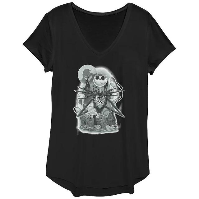 Disneys The Nightmare Before Christmas Jack Skellington Cemetery Womens Graphic Tee Product Image