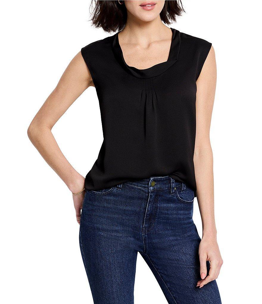 NIC + ZOE Satin Chiffon Scoop Neck Sleeveless Blouse Product Image