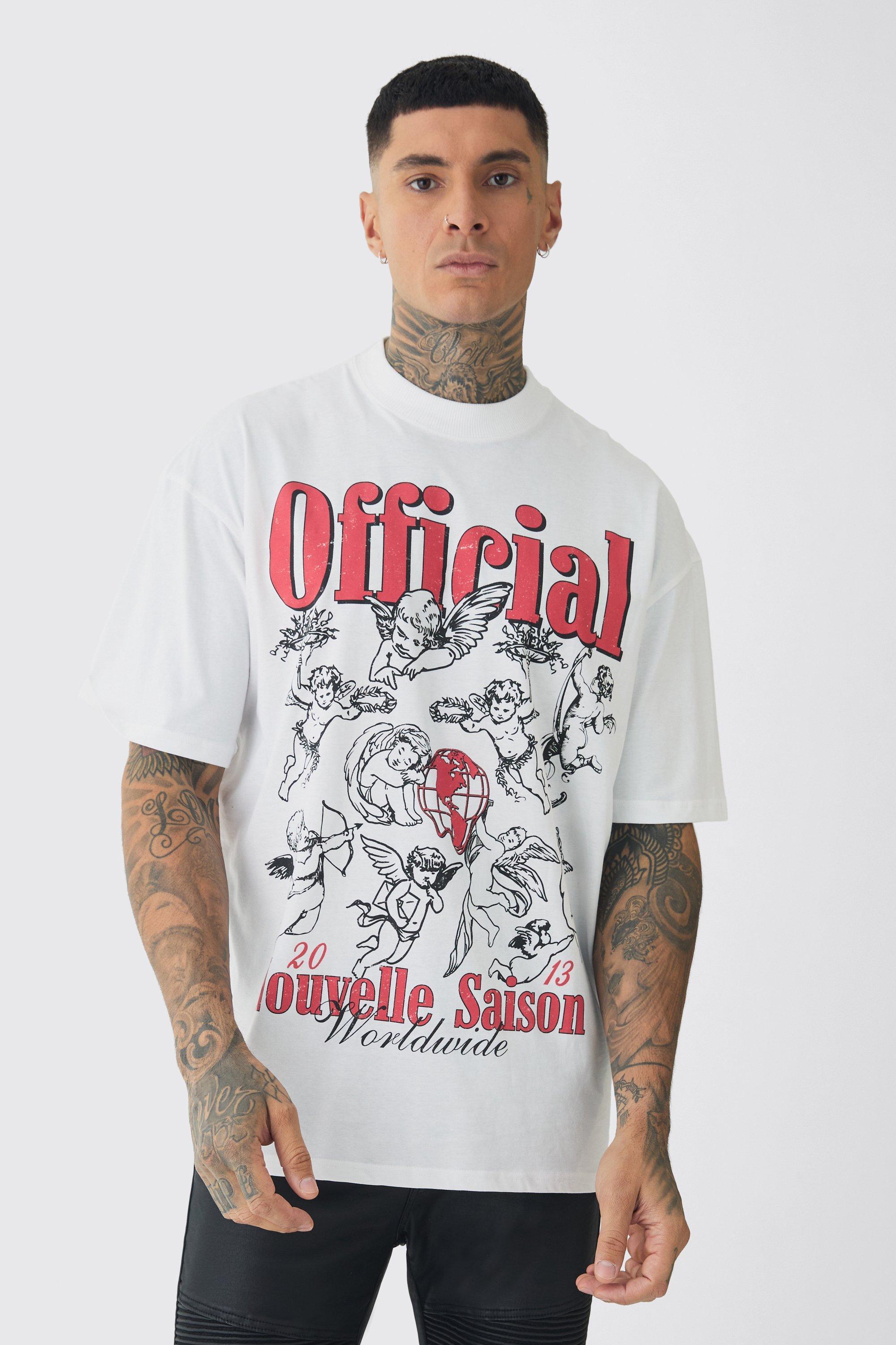 Tall Extended Neck Cherub Graphic Oversized T-Shirt | boohooMAN USA Product Image