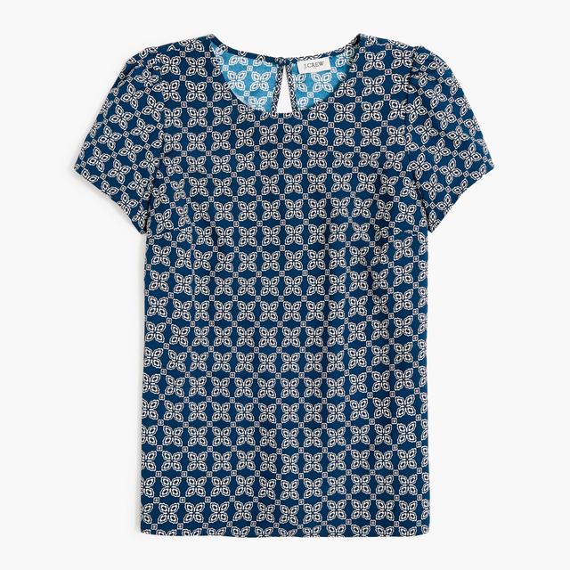 Printed short-sleeve crepe top Product Image