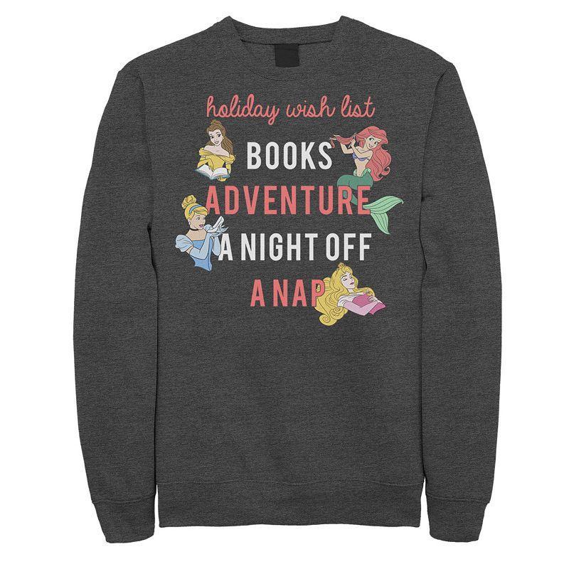 Mens Disney Princess Holiday Wish List Word Stack Fleece Grey Heather Product Image