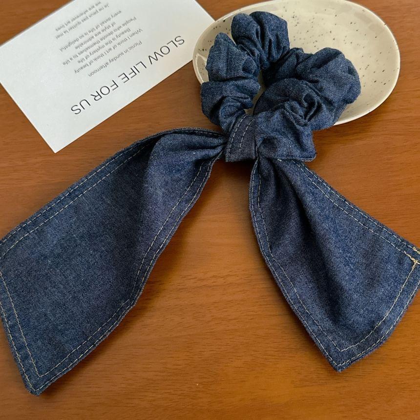 Denim Ribbon Scrunchie Product Image