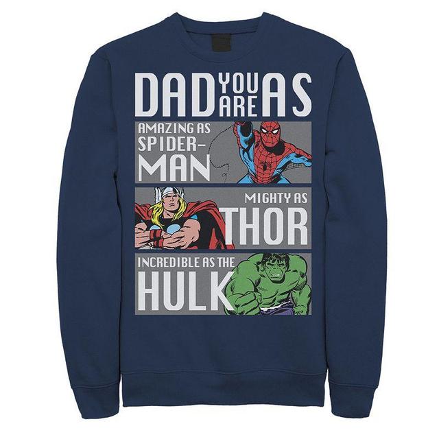 Mens Marvel Spider-Man Thor Hulk Dad You Are As Panels Sweatshirt Blue Product Image