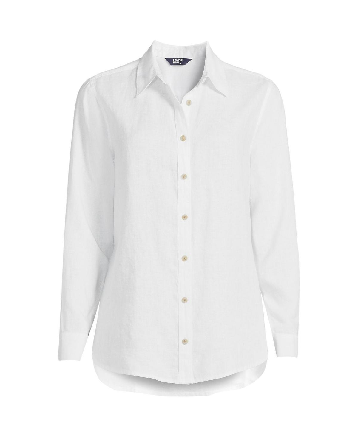 Womens Lands End Linen Long Sleeve Button-Front Shirt Product Image