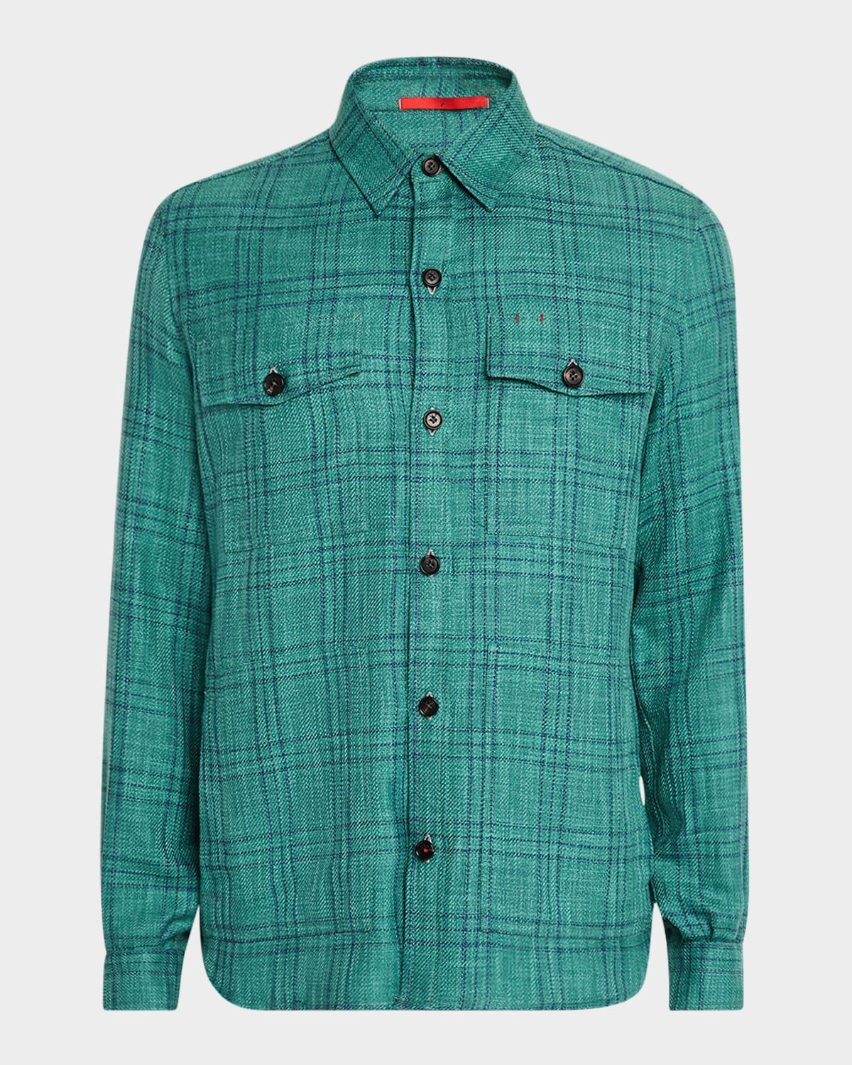 Men's Wool, Cotton, and Linen Check Overshirt Product Image