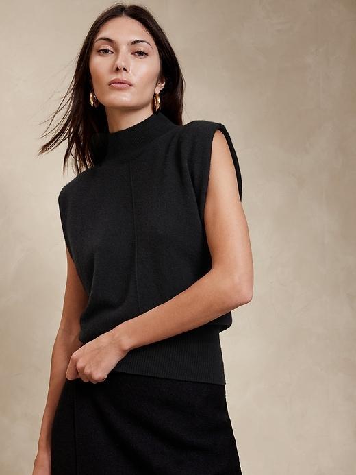 Franca Cashmere Padded-Shoulder Top Product Image