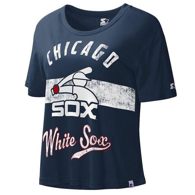 Womens Starter Chicago White Sox Cooperstown Collection Record Setter Crop Top Blue Product Image