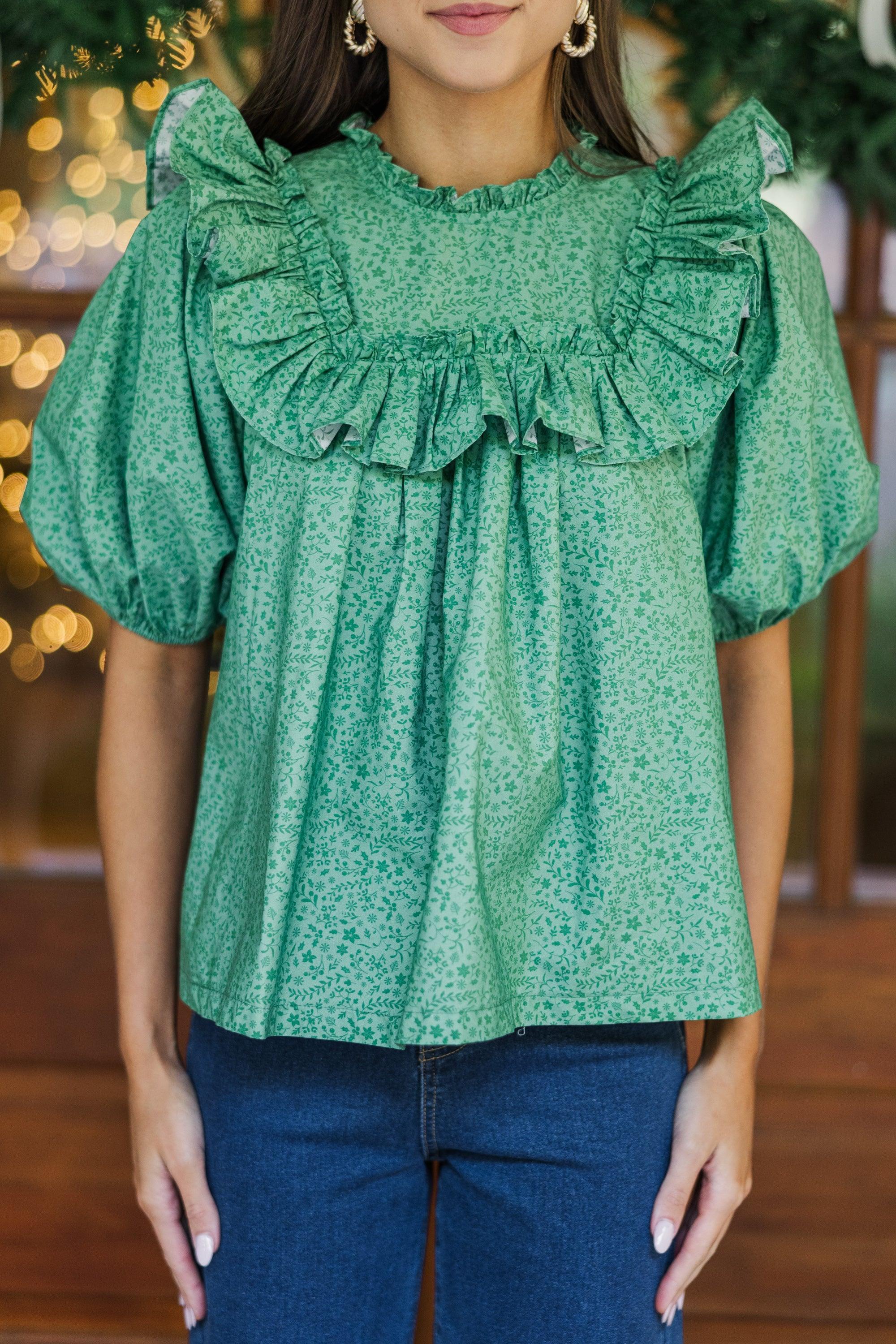 Feeling Close To You Green Ditsy Floral Blouse Female Product Image