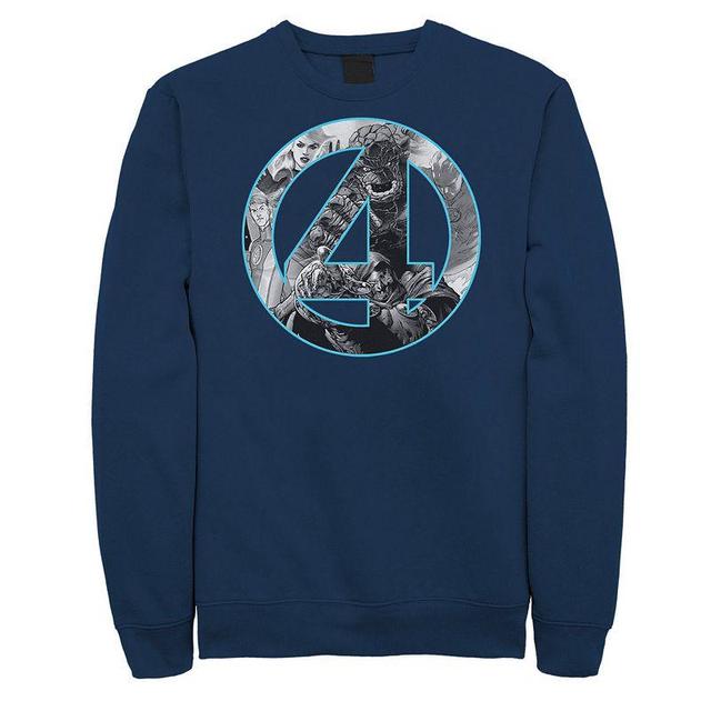 Mens Marvel Fantastic Four Comic Fill Center Chest Logo Sweatshirt Blue Product Image