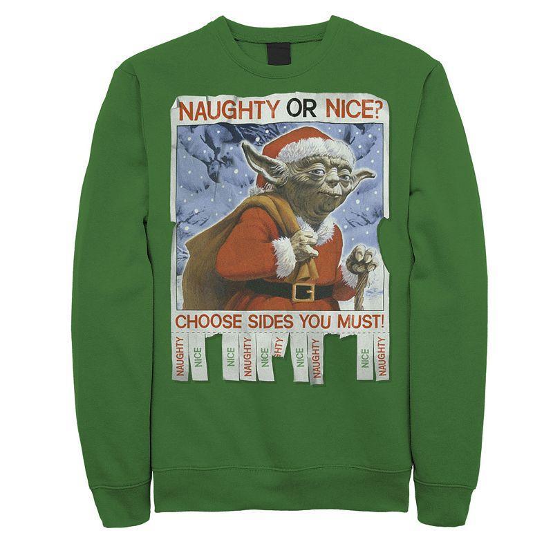 Mens Star Wars Yoda Naughty Or Nice Flyer Christmas Sweatshirt Product Image