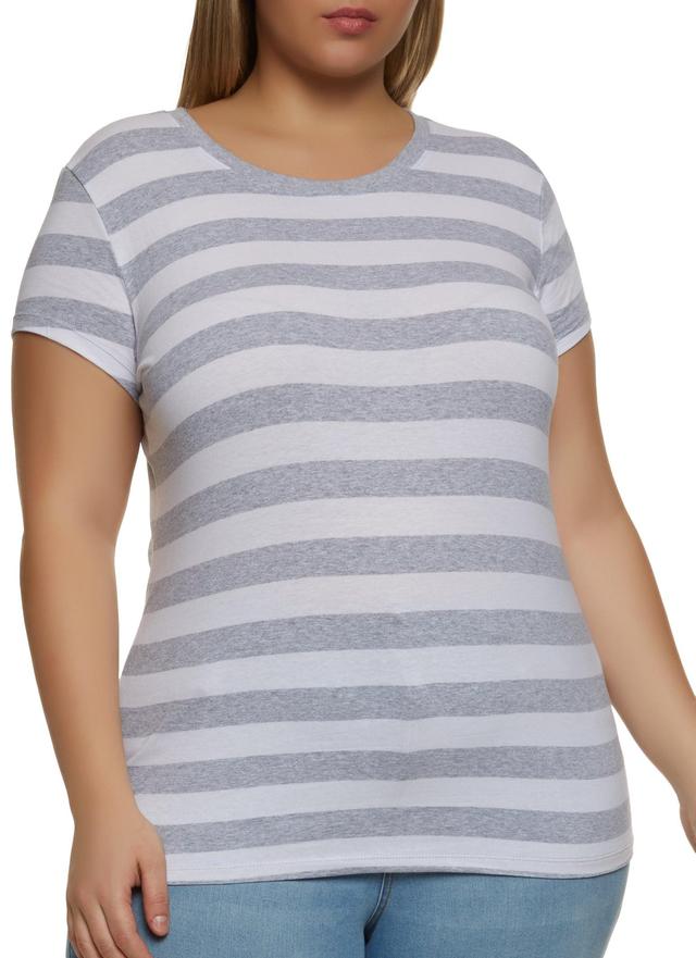 Womens Plus Size Striped Crew Neck Tee Product Image