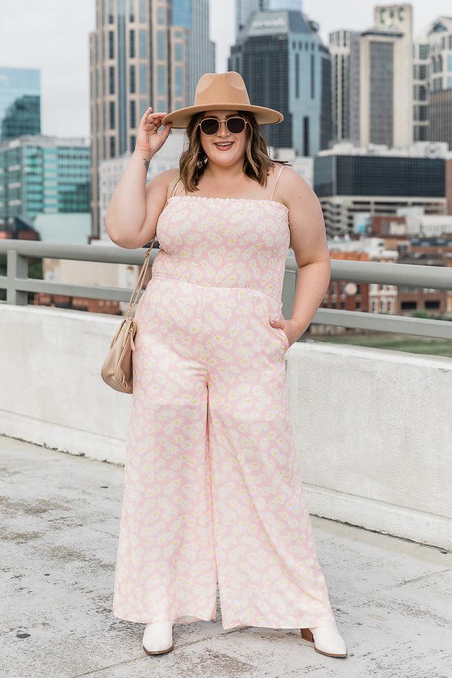 Starstruck Love Pink Daisy Smocked Jumpsuit FINAL SALE Product Image