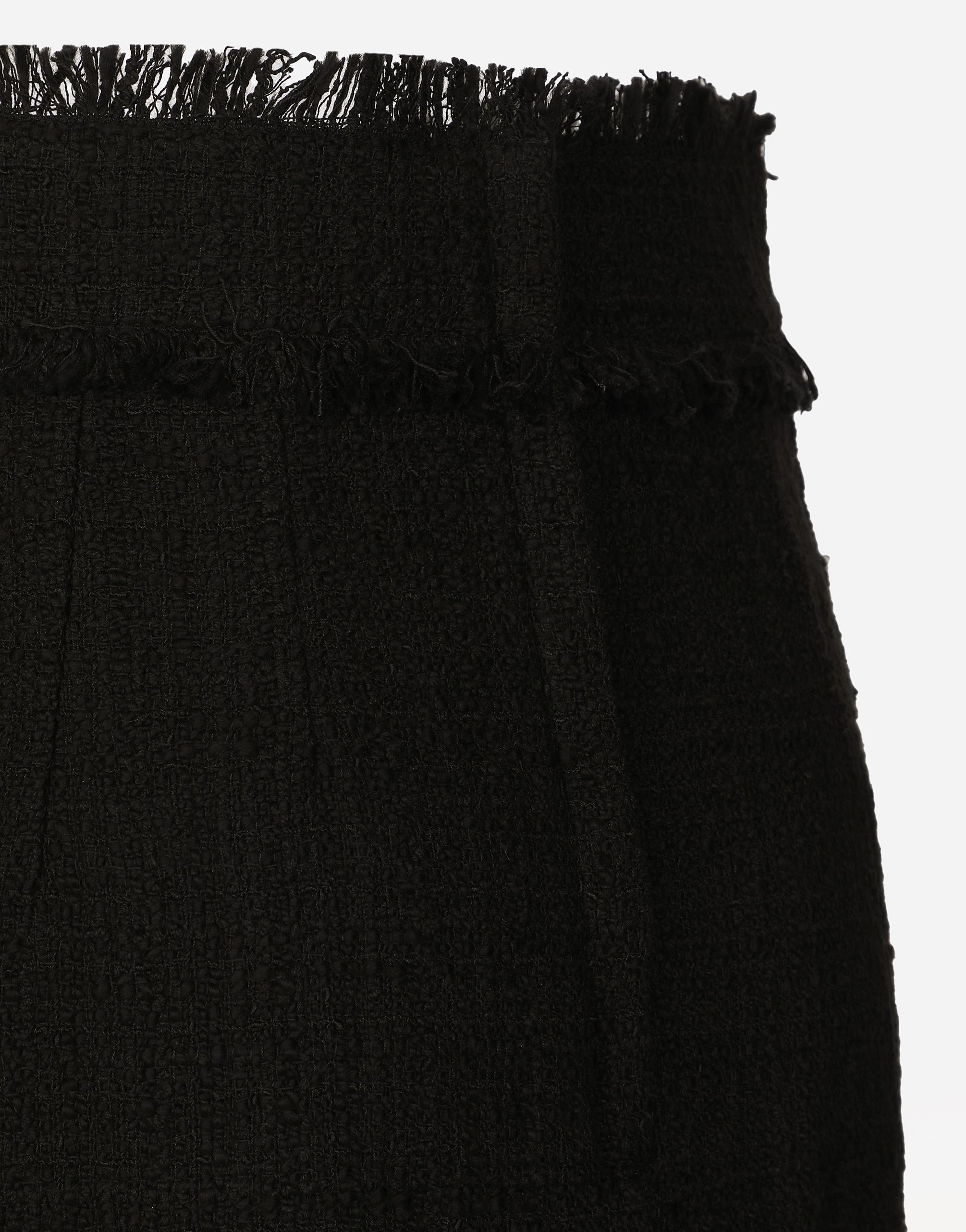 DOLCE & GABBANA Tweed Midi Skirt With Dg Logo In Black Product Image